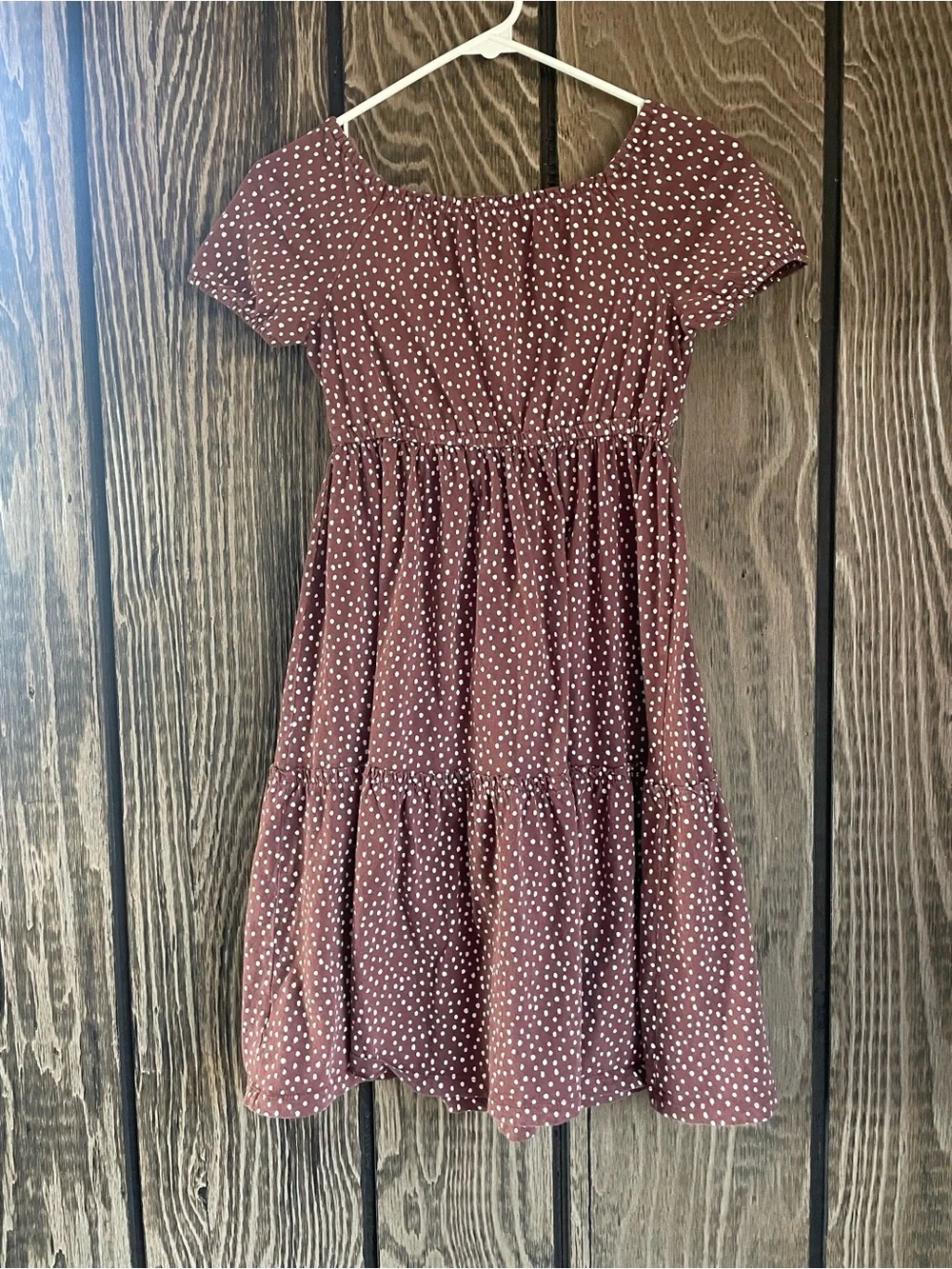 Carter's Rust Red Polka Dot Tiered Short Sleeve Dress